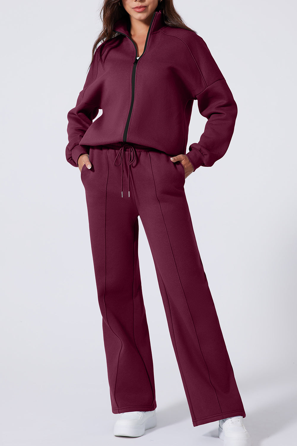 Black Half Zip Sweatshirt and Pants Set