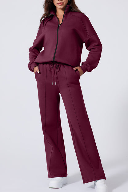Black Half Zip Sweatshirt and Pants Set