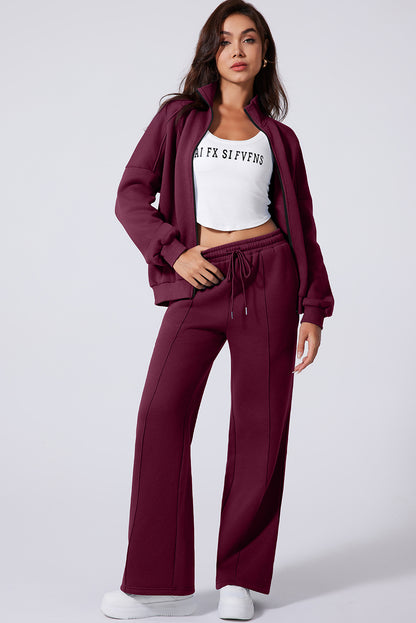 Black Half Zip Sweatshirt and Pants Set