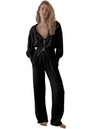 Black Double Zipper Hooded Jacket and Sweatpants Active Set
