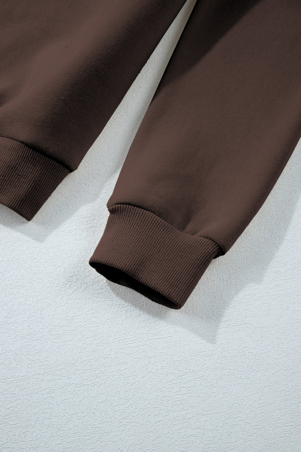 Dark Brown Solid Collared Sweatshirt and High Waist Pants Active Set