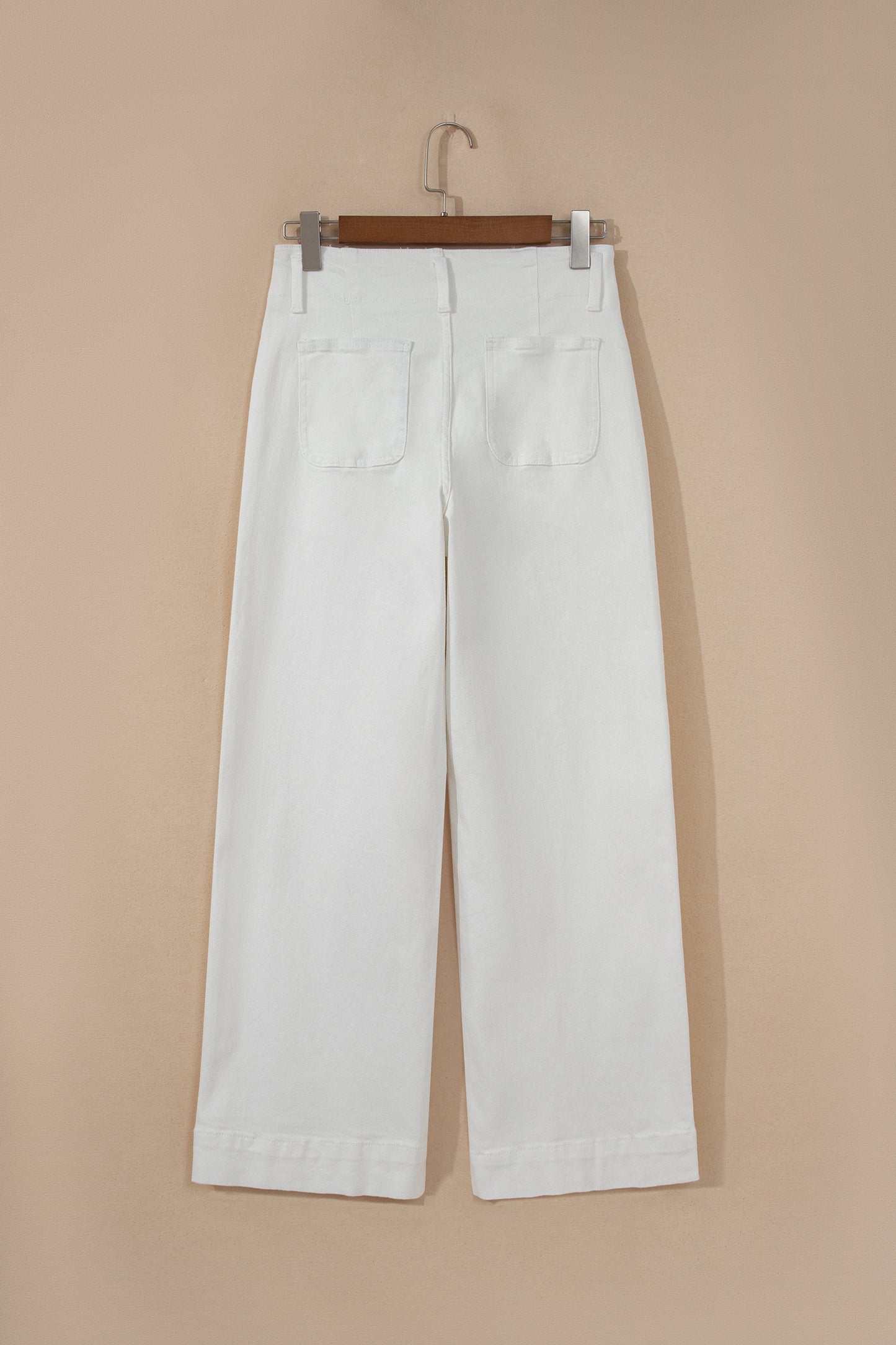 White 2-Button High Waist Wide Leg Jeans