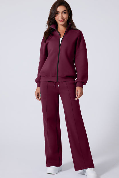 Black Half Zip Sweatshirt and Pants Set