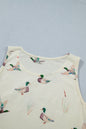 Beige Mallard Print Western Style Tank Top