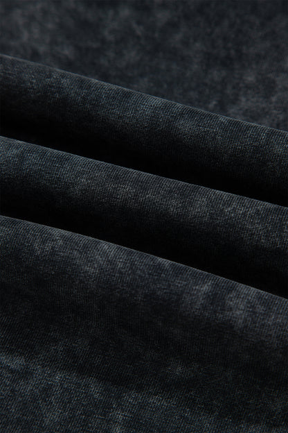 Black Mineral Wash Raw Seam Drawstring Elastic Waist Barrel Pants