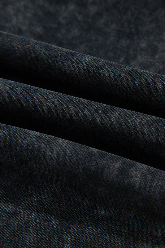 Black Mineral Wash Raw Seam Drawstring Elastic Waist Barrel Pants