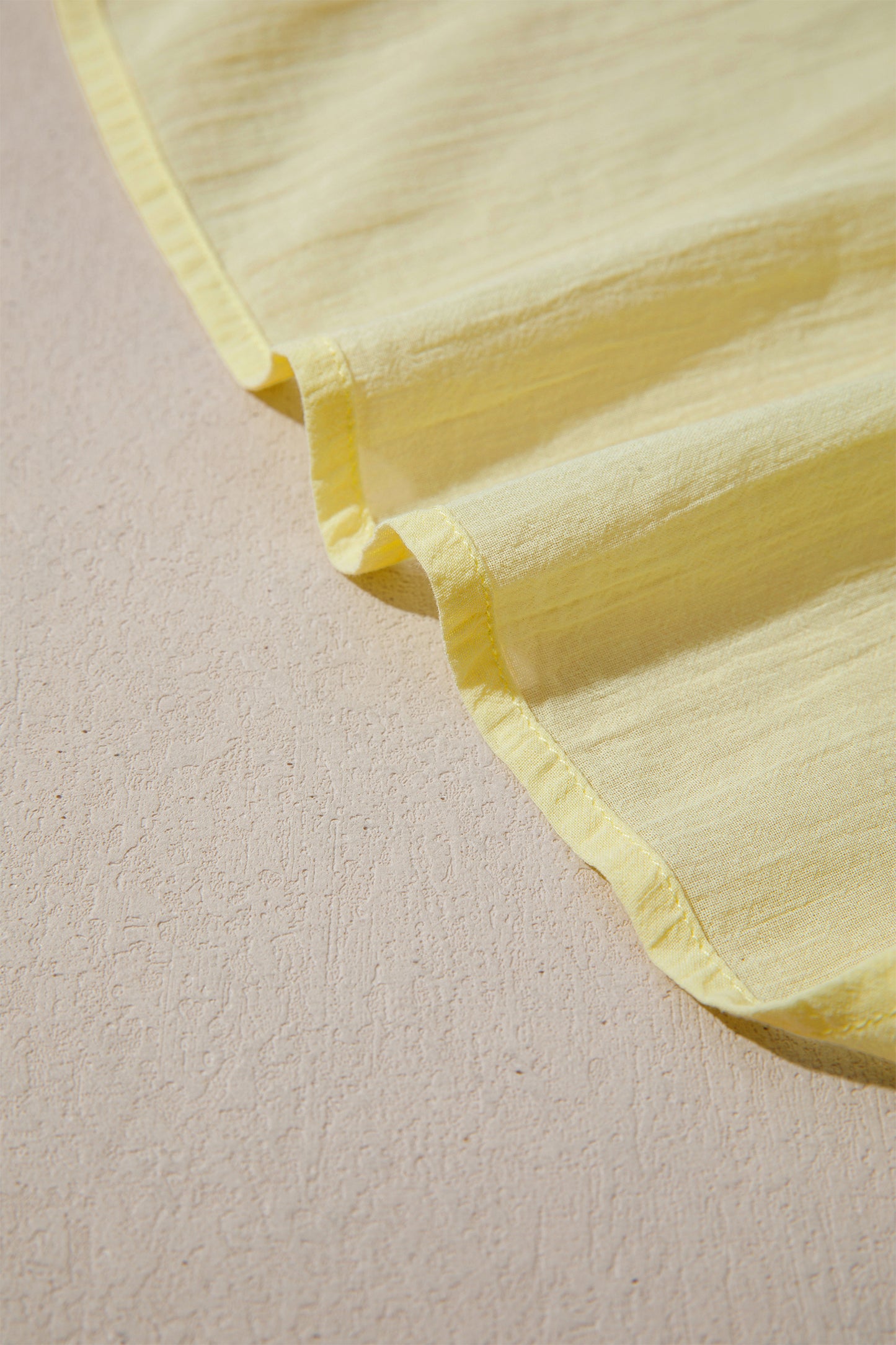 Yellow Cream V Neck Ruffle Trim Sleeveless Shift Top