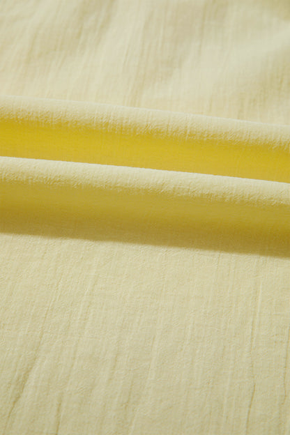 Yellow Cream V Neck Ruffle Trim Sleeveless Shift Top