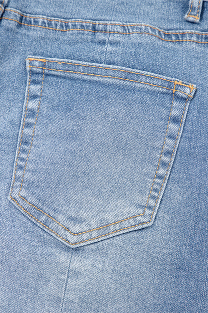 Beau Blue Acid Wash Raw Hem Denim Shorts