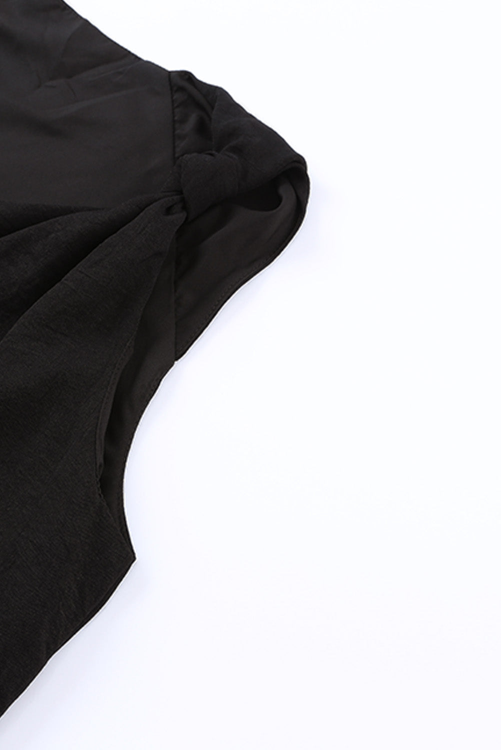Black V Neck Knotted Shoulder Sleeveless Shirt