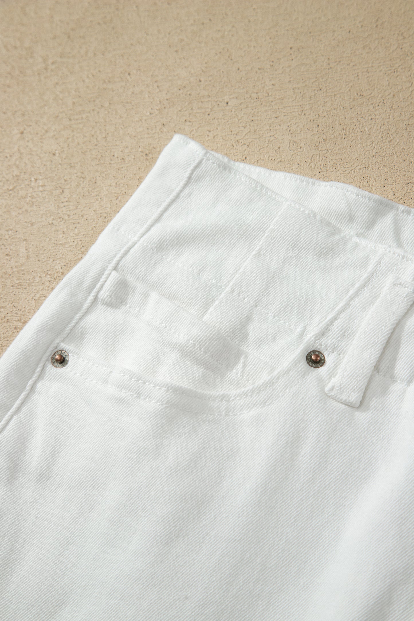 White 2-Button High Waist Wide Leg Jeans