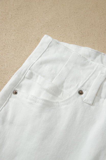 White 2-Button High Waist Wide Leg Jeans