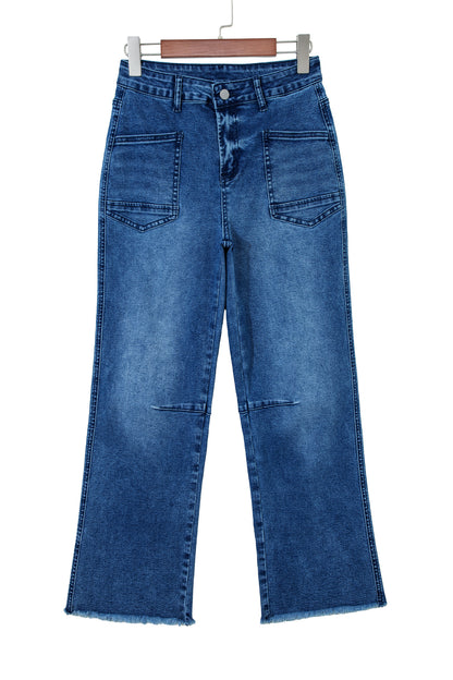 Black Frayed Cropped Barrel Jeans