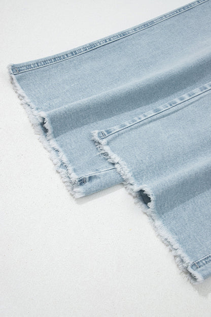 Black Frayed Cropped Barrel Jeans