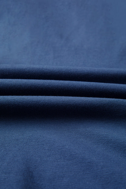 Dark Blue Knitted Colorblock Patchwork Star Patched Long Sleeve Top