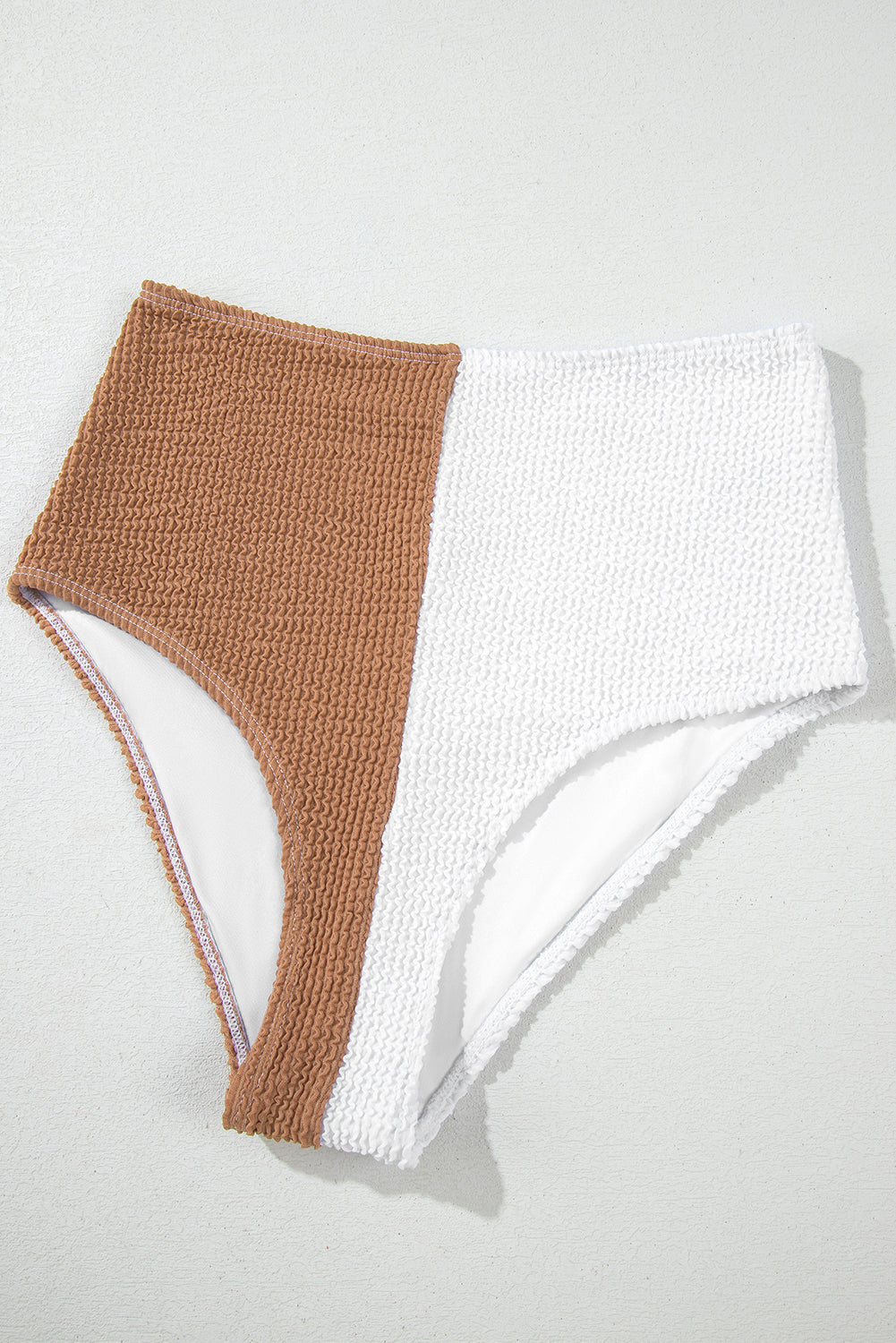 Pink Corded Colorblock Square Neck Bikini Swimsuit