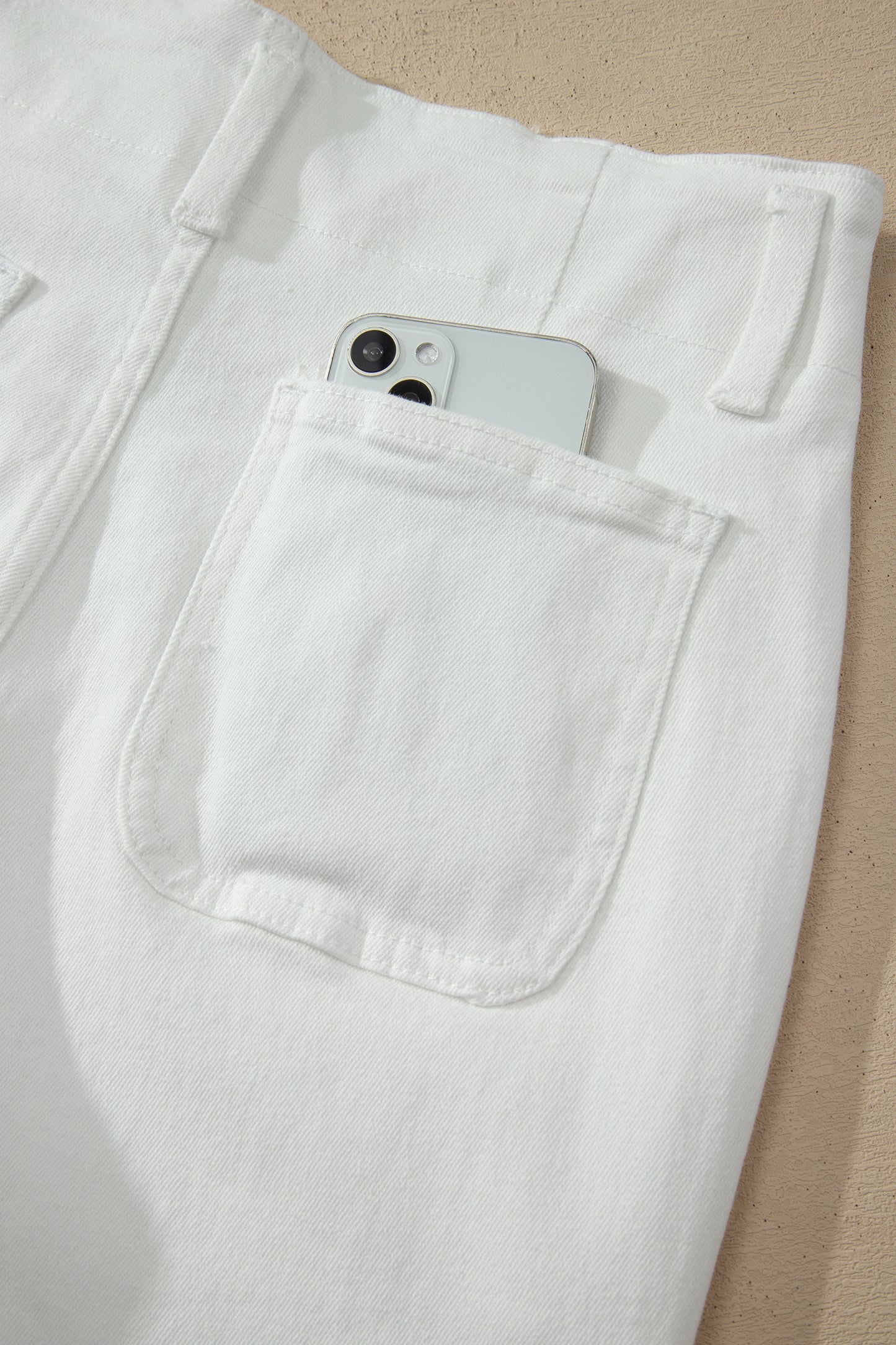 White 2-Button High Waist Wide Leg Jeans