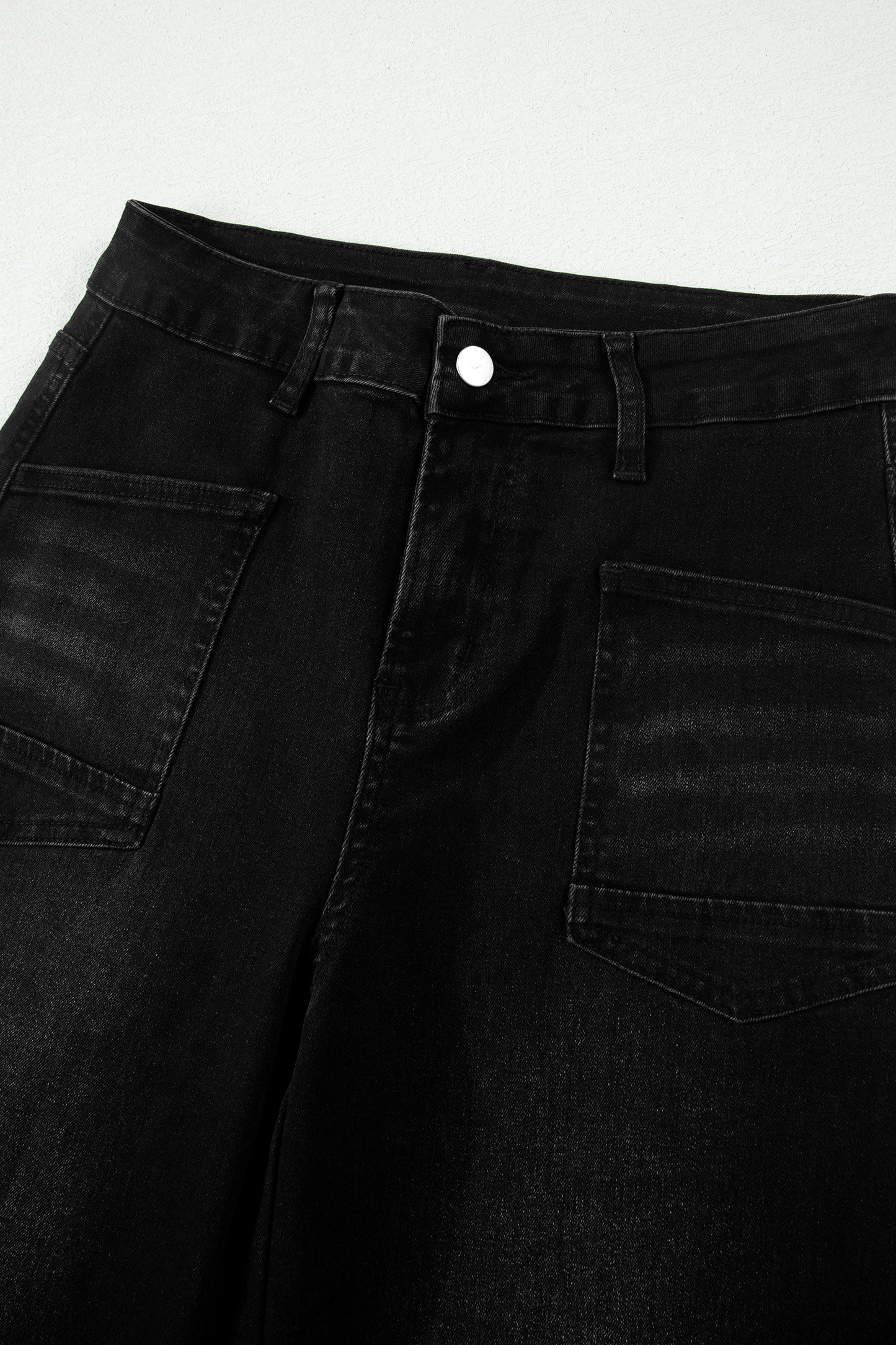 Black Frayed Cropped Barrel Jeans