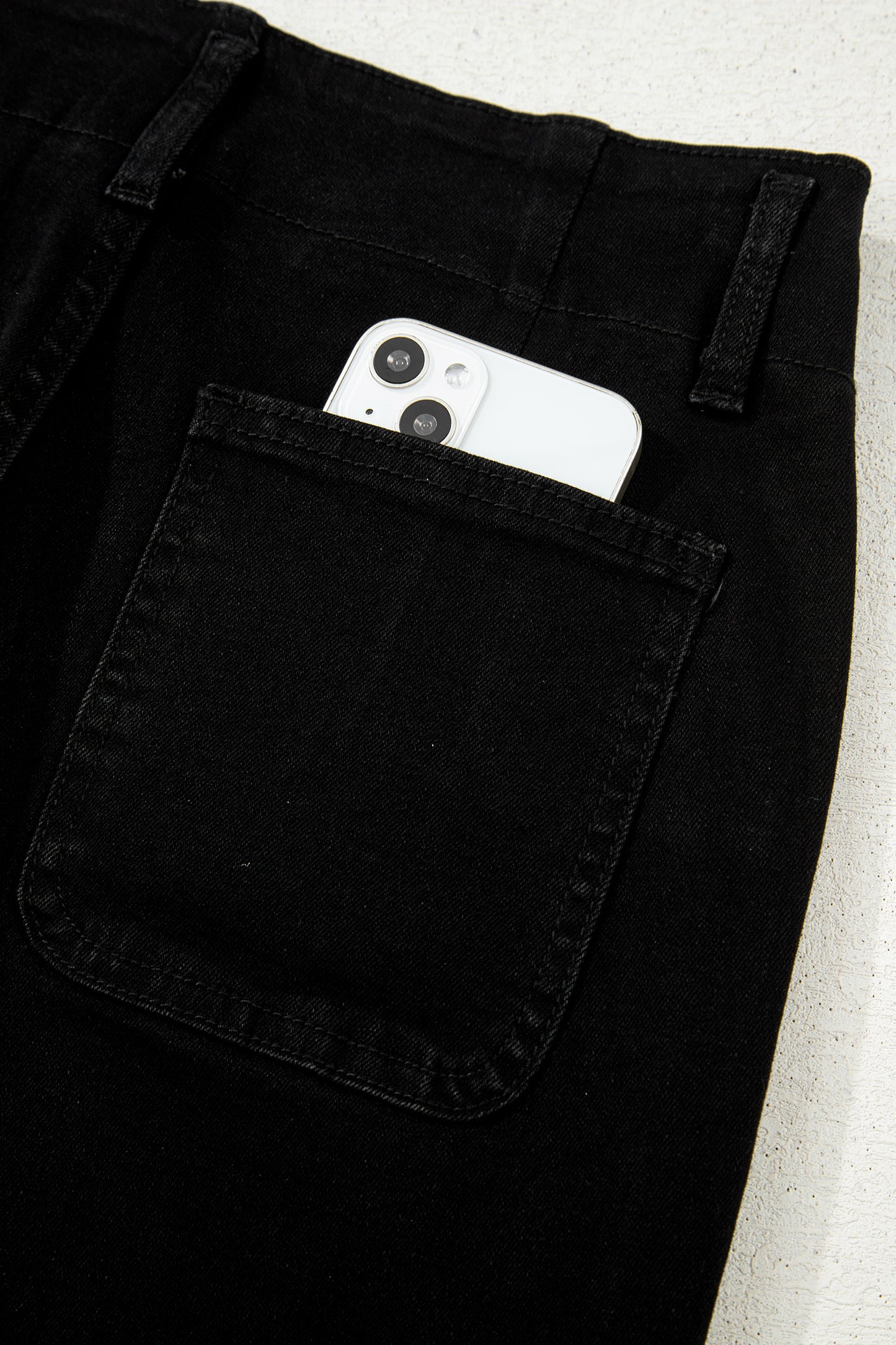 White 2-Button High Waist Wide Leg Jeans